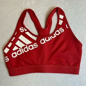 Adidas Red and White Sports Bra with Racerback Logo No‎ Pads Size Small